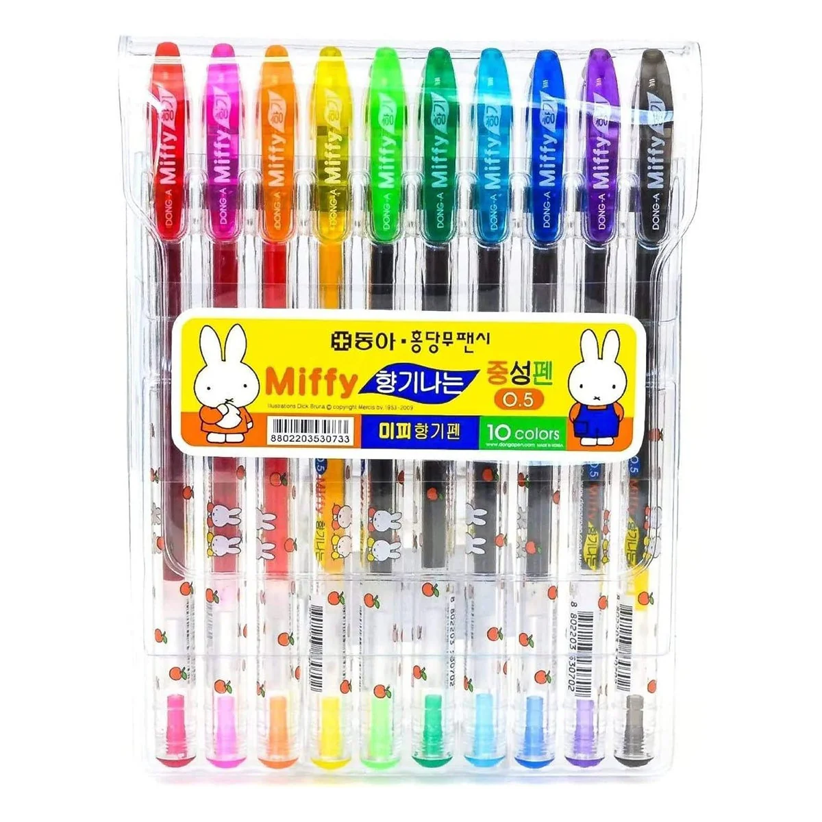 DONG-A Miffy Bunny Scented Gel Rollerball Pens, 0.5mm (10 Color Set)
