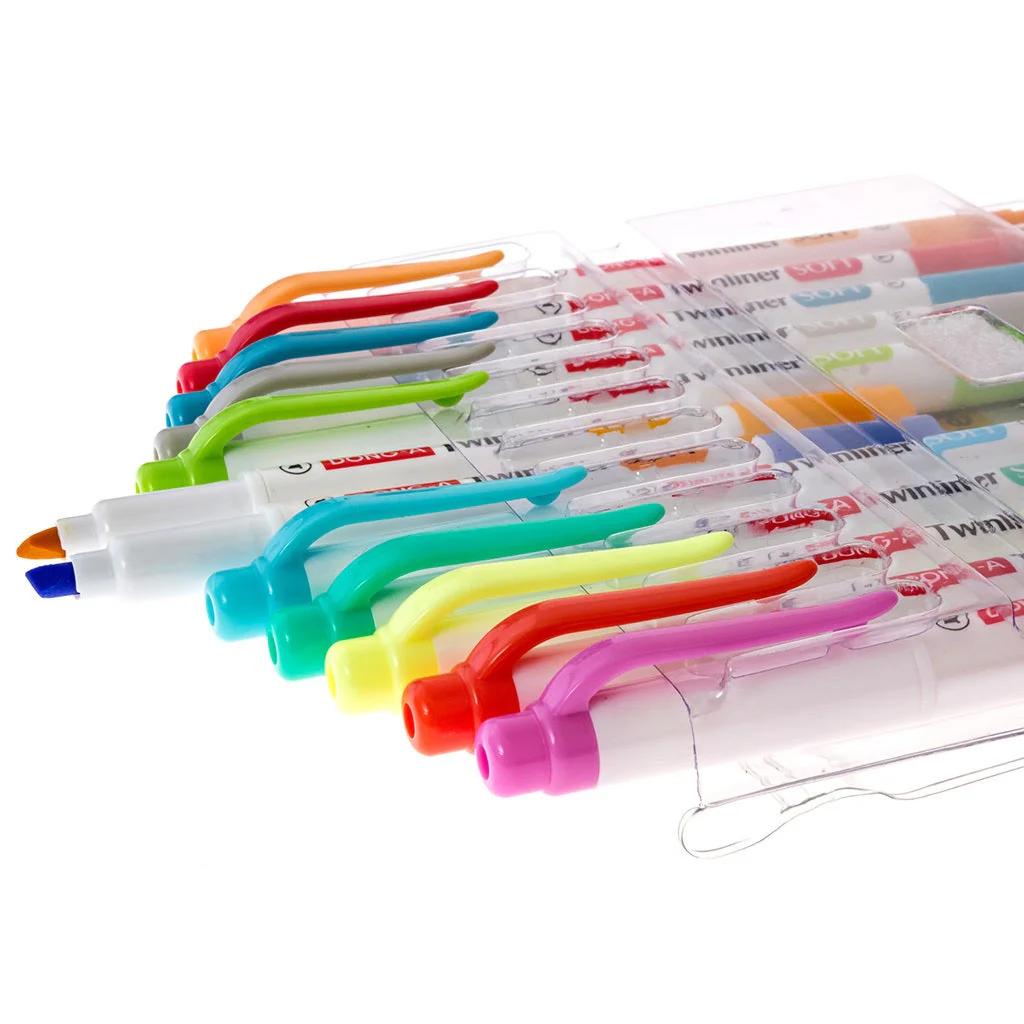 DONG-A Twinliner Double-Sided Highlighter, Fine and Broad Tips (12 Color Set) - Image 2