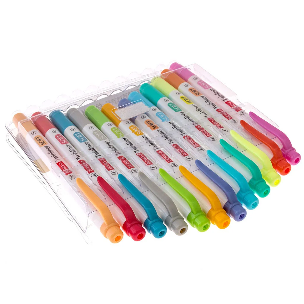DONG-A Twinliner Double-Sided Highlighter, Fine and Broad Tips (12 Color Set) - Image 4